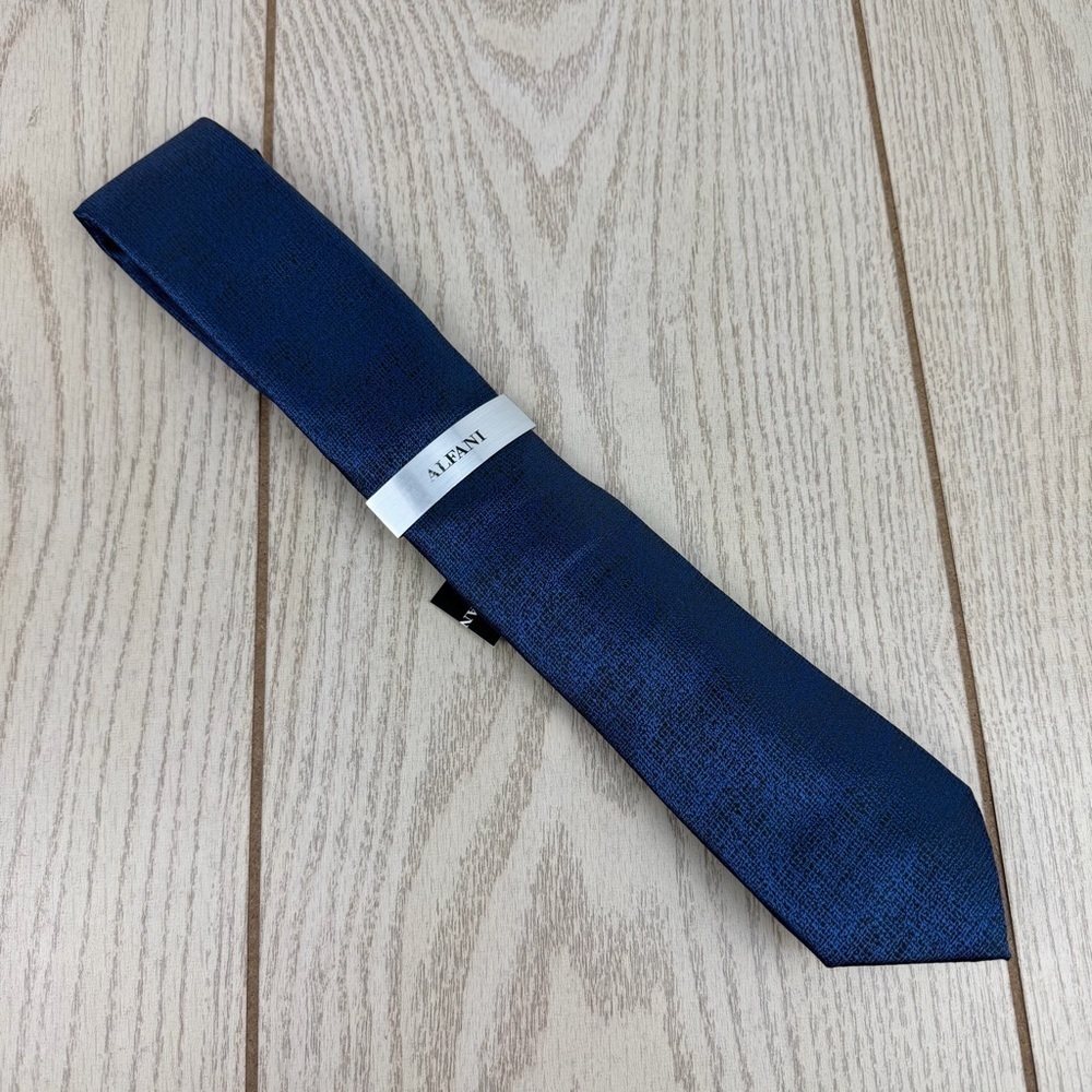 733 Alfani Men's Tie Kelsey Solid 410 Navy Blue $55 Polyester